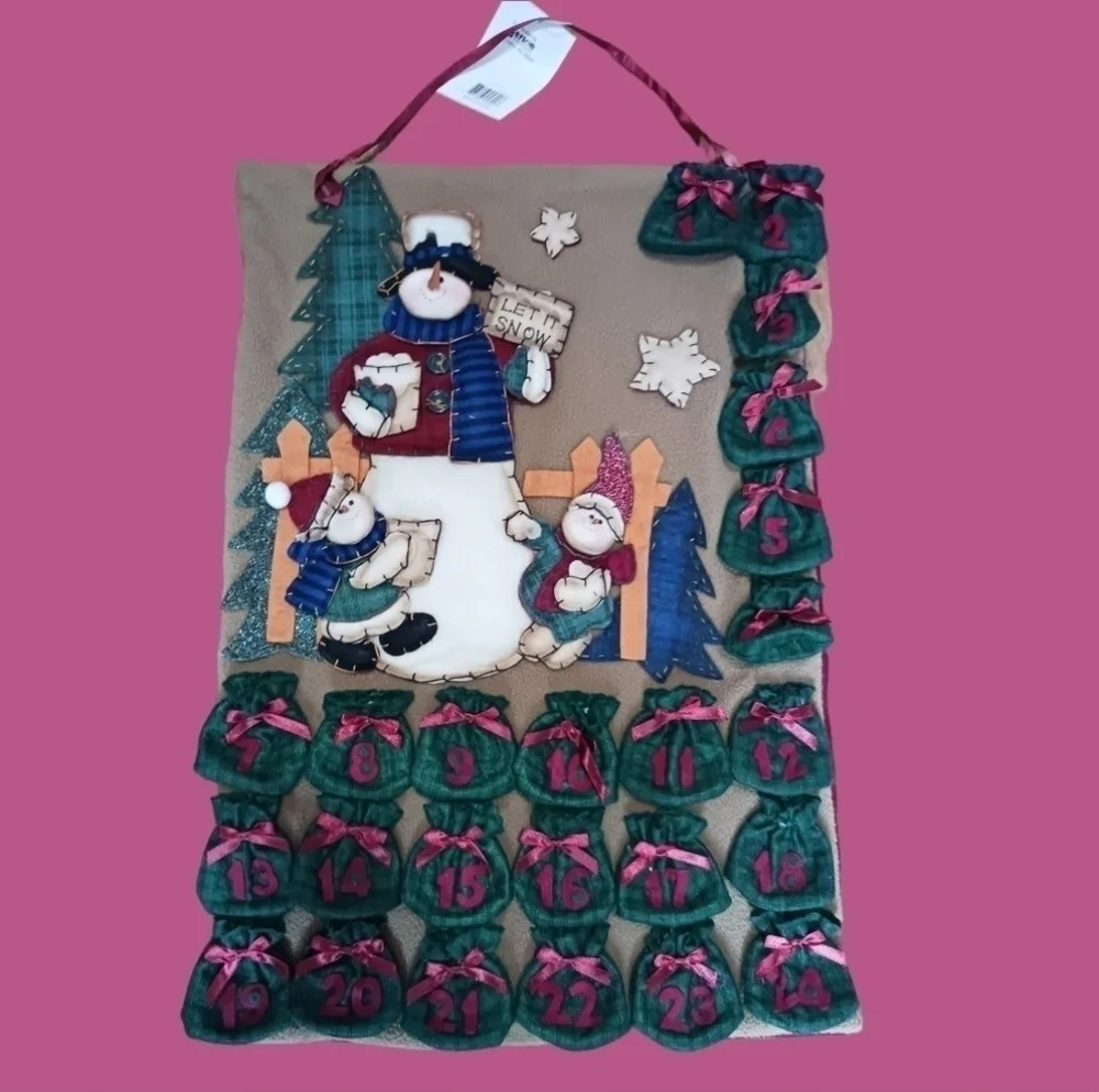 Gerson advent snowman hanging fabric calendar